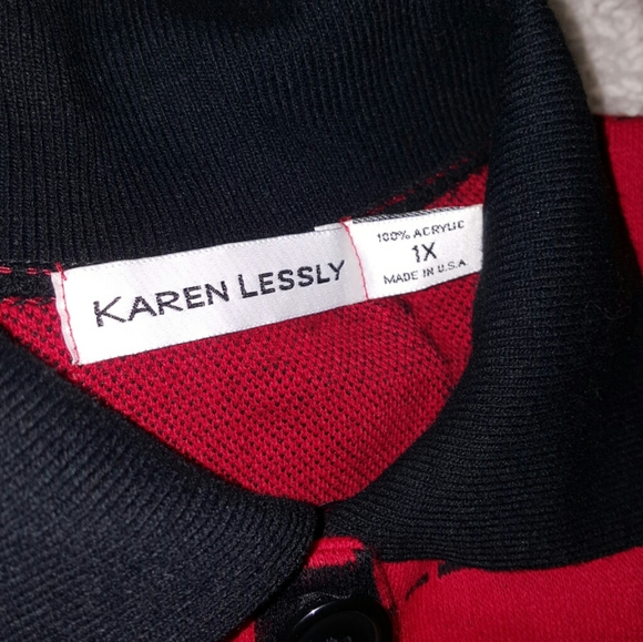 Karen Lessly Red Black Plaid Pea Coat - Picture 5 of 6